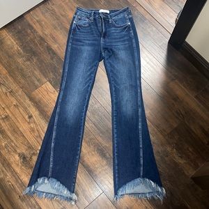 Super cute flare KanCan Jeans with distressed bottoms
